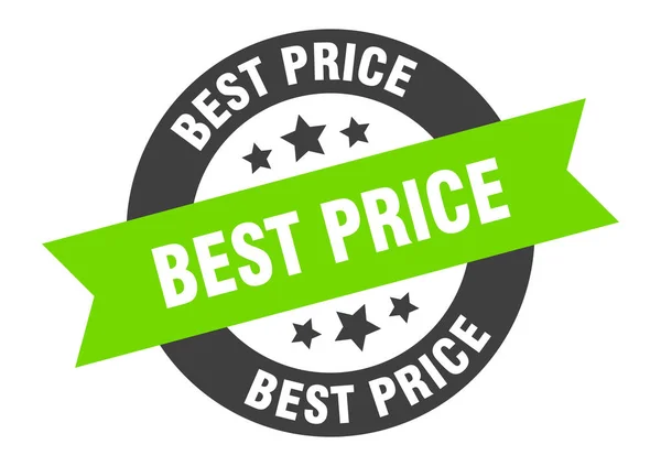 En iyi fiyat tabelası. en iyi fiyat siyah-yeşil yuvarlak kurdele etiketi — Stok Vektör