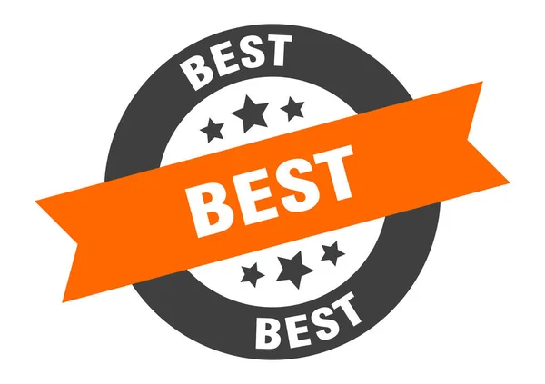 Bestes Zeichen. bester orange-schwarzer Sticker mit rundem Band — Stockvektor