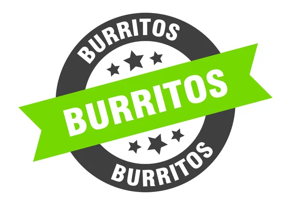 Burrito işareti. Burritos siyah-yeşil yuvarlak kurdele çıkartması — Stok Vektör