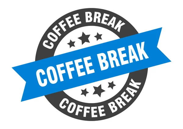 Kaffepaus tecken. kaffe paus blå-svart runda band klistermärke — Stock vektor