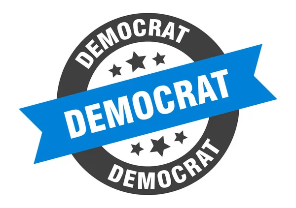 Demokratická značka. demokratická modrá-černá kulatá stuha samolepka — Stockový vektor