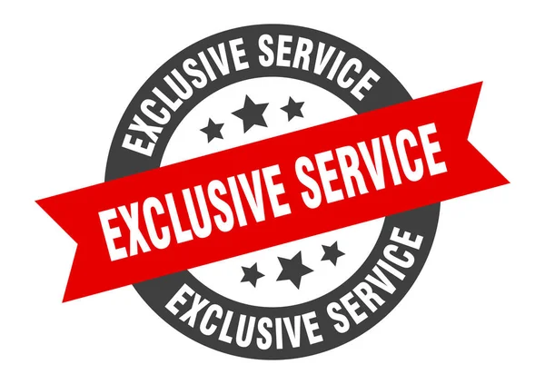 Exclusief serviceteken. exclusieve service zwart-rood rond lint sticker — Stockvector