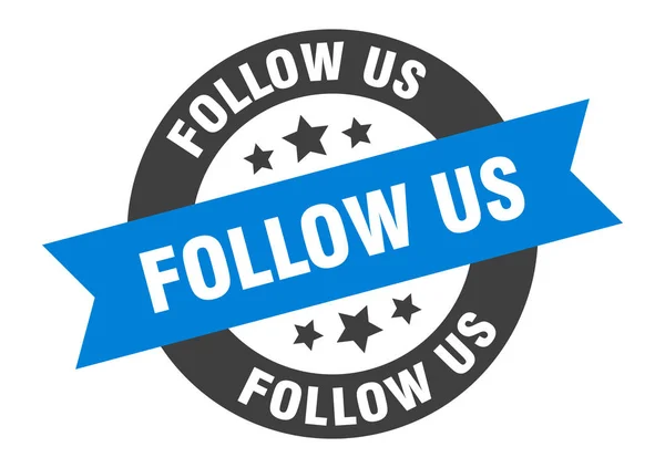 Follow us sign. follow us blue-black round ribbon sticker — ストックベクタ