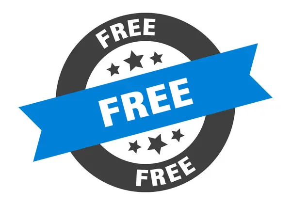 Free sign. free blue-black round ribbon sticker — ストックベクタ