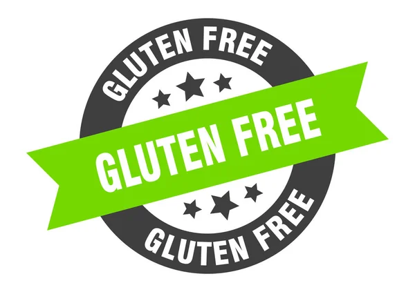 Gluten free sign. gluten free black-green round ribbon sticker — Stock Vector