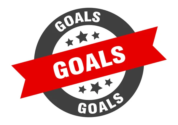 Goals sign. goals black-red round ribbon sticker — Stock Vector