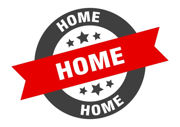 Home sign. home black-red round ribbon sticker — Stock Vector
