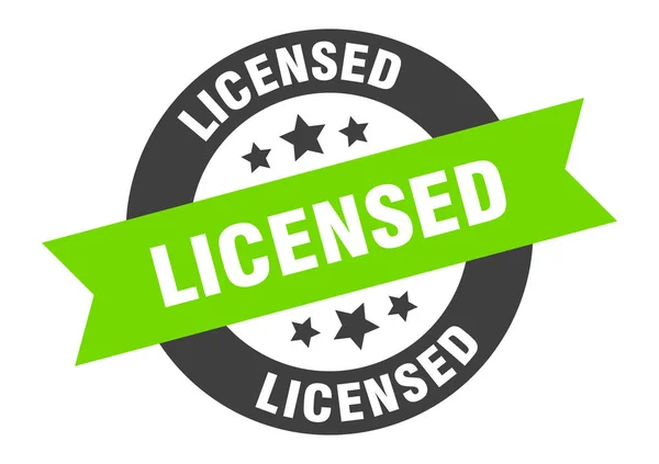Ліцензований знак. ліцензована чорно-зелена кругла стрічка наклейка — стоковий вектор