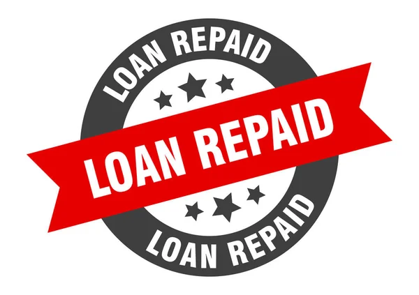 Loan repaid sign. loan repaid black-red round ribbon sticker — Stock Vector