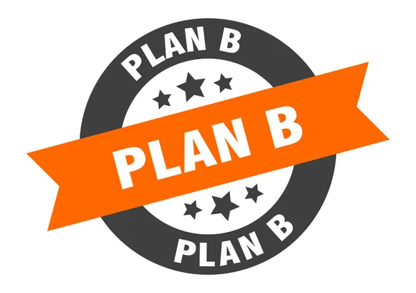 Plan b sign. plan b orange-black round ribbon sticker — ストックベクタ