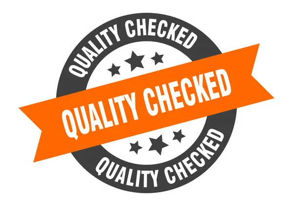 Quality checked sign. quality checked orange-black round ribbon sticker — Stock Vector