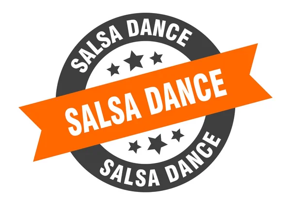 Pancarte de danse salsa. autocollant ruban rond danse salsa orange-noir — Image vectorielle