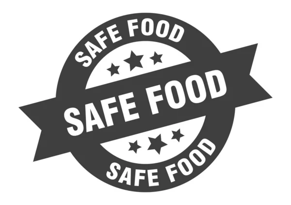 Señal de comida segura. comida segura etiqueta engomada cinta redonda negra — Vector de stock
