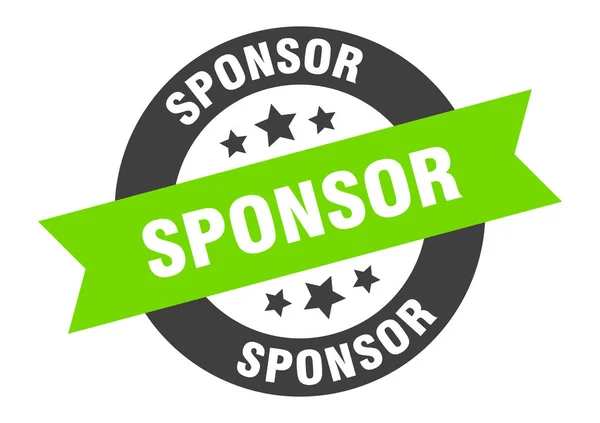 Signe du sponsor. sponsor ruban rond noir-vert autocollant — Image vectorielle