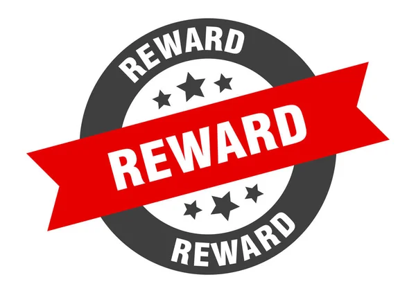 Segno di ricompensa. premio adesivo nastro rotondo nero-rosso — Vettoriale Stock