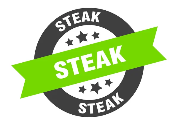 Panneau steak. autocollant ruban rond noir-vert steak — Image vectorielle