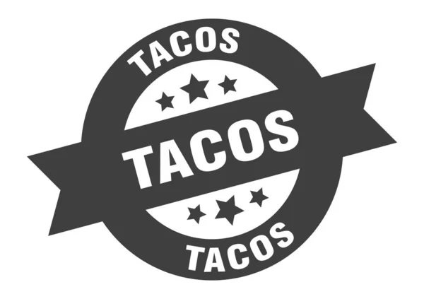 Taco tabelası. Taco siyah yuvarlak kurdele çıkartması. — Stok Vektör