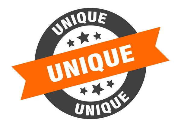 Unique sign. unique orange-black round ribbon sticker — Stock Vector