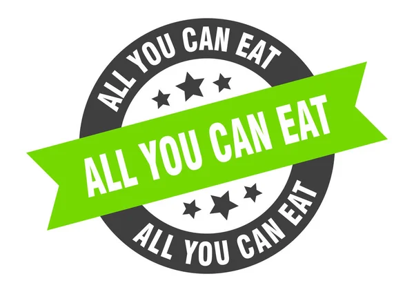 Alles, was man essen kann Zeichen. alles, was Sie essen können schwarz-grüne runde Bandaufkleber — Stockvektor