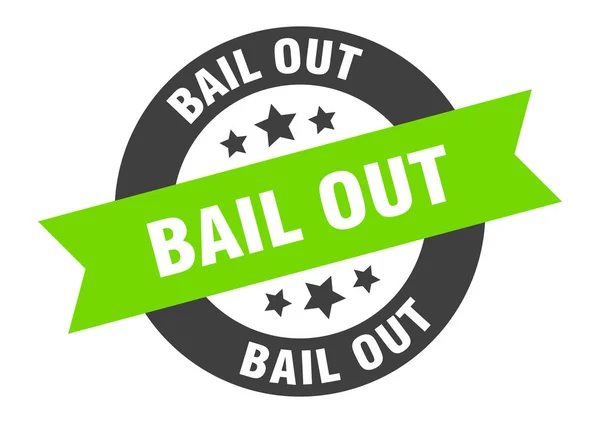 Bail out sign. bail out black-green round ribbon sticker — Stock Vector