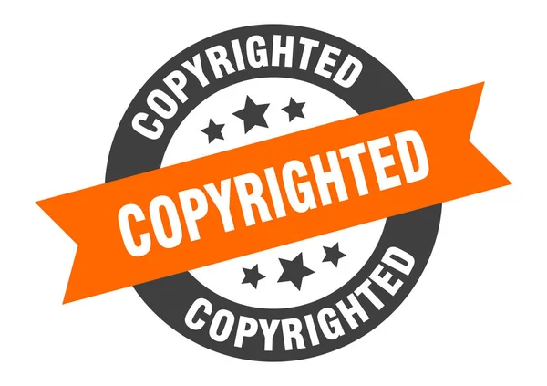 Signo protegido por direitos autorais. autocolante de fita redonda laranja-preto protegido por direitos autorais —  Vetores de Stock