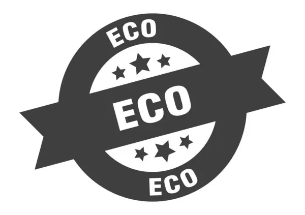 Ecoteken. eco zwart rond lint sticker — Stockvector
