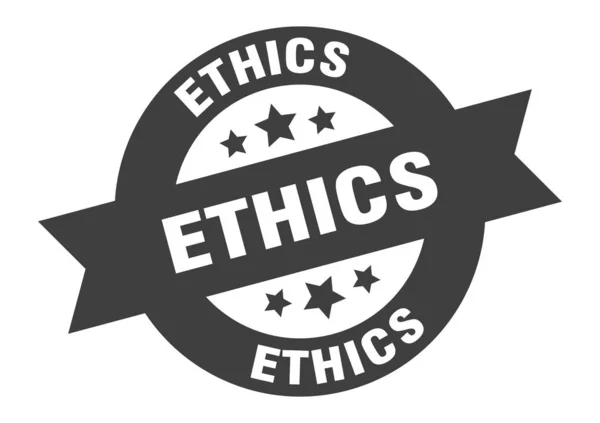 Ethics sign. ethics black round ribbon sticker — ストックベクタ