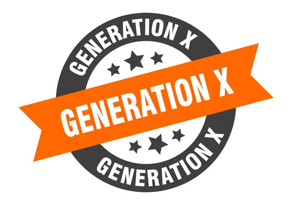 Generation x sign. generation x orange-black round ribbon sticker — Stock Vector