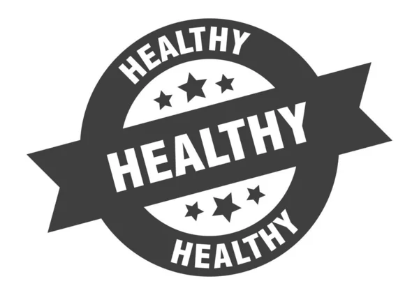 健康的なサインだ健康的な黒丸リボンステッカー — ストックベクタ