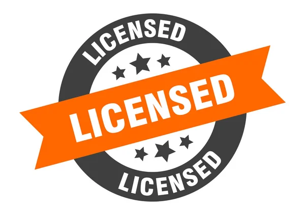 Ліцензований знак. ліцензована наклейка помаранчево-чорної круглої стрічки — стоковий вектор