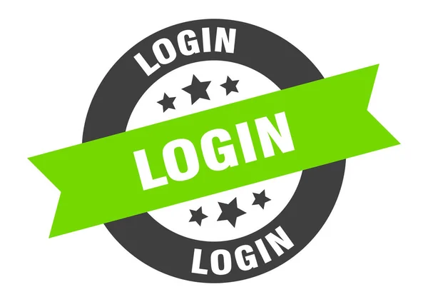 Login sign. login black-green round ribbon sticker — Wektor stockowy