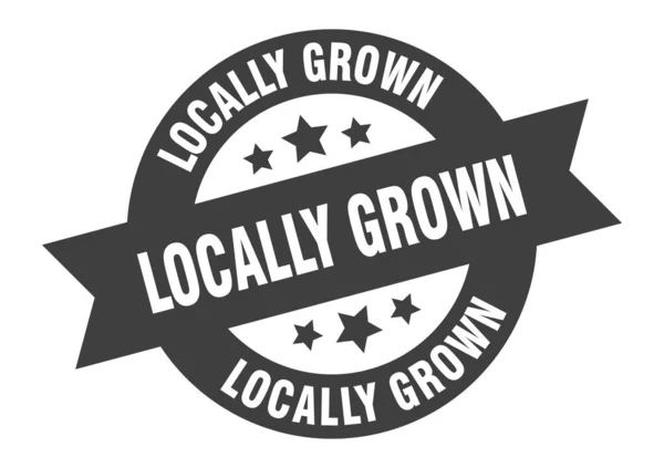 Locally grown sign. locally grown black round ribbon sticker — ストックベクタ