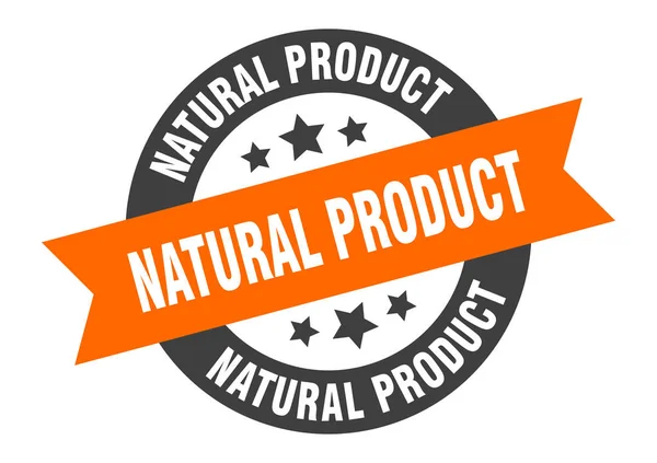 Tanda produk alami. produk alami oranye-hitam bulat stiker pita - Stok Vektor