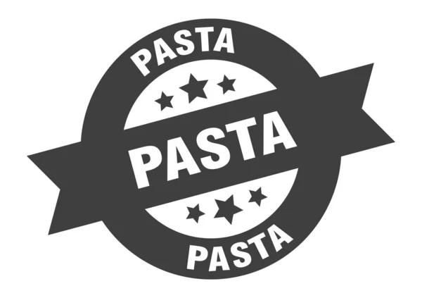 Pasta sign. pasta black round ribbon sticker — Stock Vector