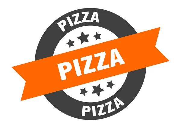 Pizza bord. pizza oranje-zwart rond lint sticker — Stockvector