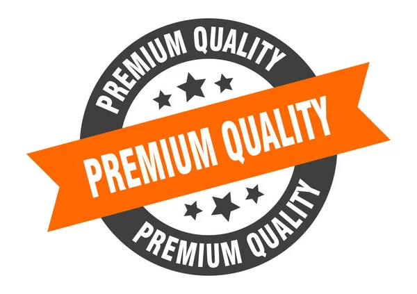 Signo de calidad premium. pegatina de cinta redonda naranja-negro de primera calidad — Archivo Imágenes Vectoriales