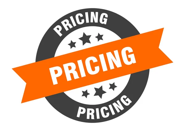Pricing sign. pricing orange-black round ribbon sticker — Stock Vector