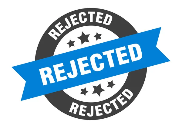 Odrzucony znak. odrzucona naklejka z niebiesko-czarnej okrągłej wstążki — Wektor stockowy
