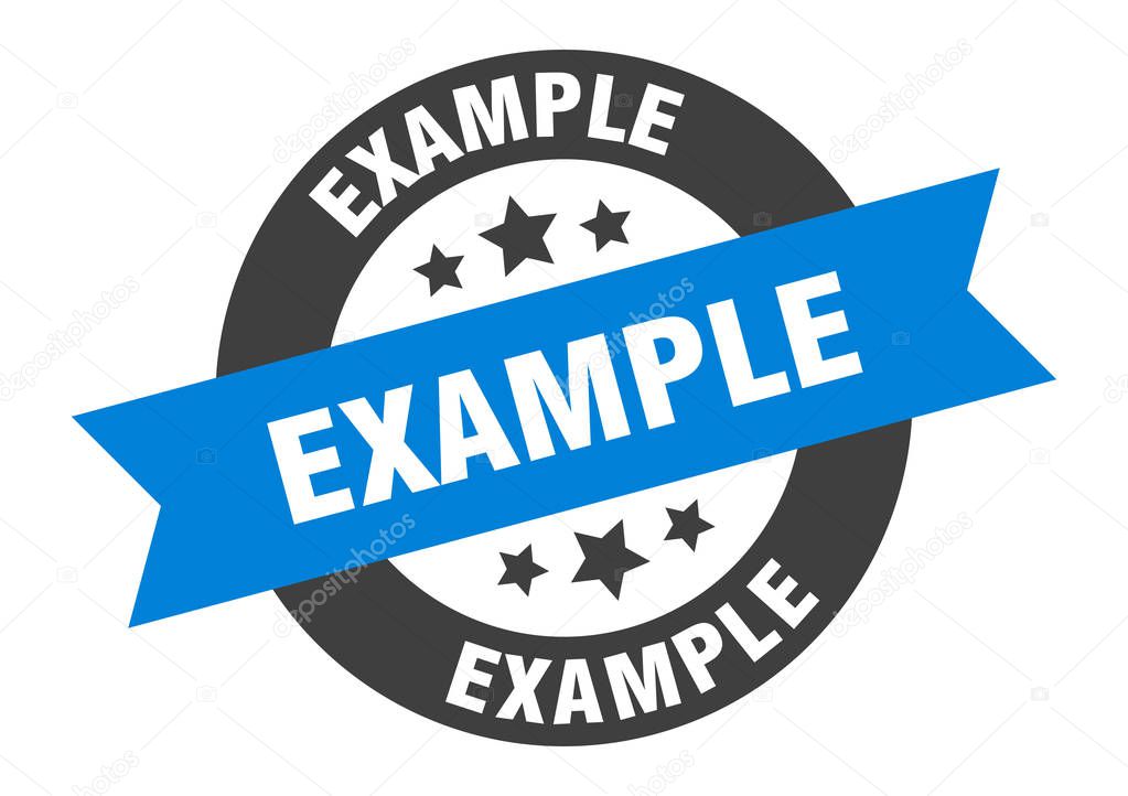 example sign. example blue-black round ribbon sticker