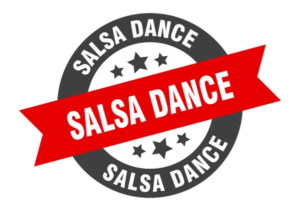 Signo de baile de salsa. pegatina de cinta redonda de baile de salsa negro-rojo — Archivo Imágenes Vectoriales