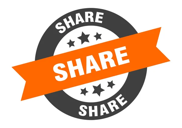 Share sign. share orange-black round ribbon sticker — Stock Vector