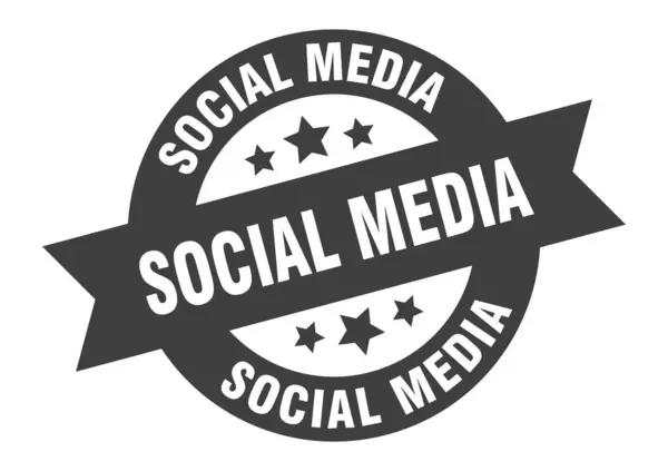 Sosyal medya işareti. Sosyal medya siyah yuvarlak kurdele etiketi — Stok Vektör