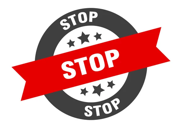 Señal de stop. etiqueta engomada cinta redonda negro-rojo de la parada — Vector de stock