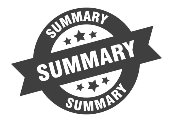 Summary sign. summary black round ribbon sticker — Stock Vector
