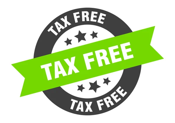 Signe libre d'impôt. autocollant ruban rond noir-vert libre d'impôt — Image vectorielle