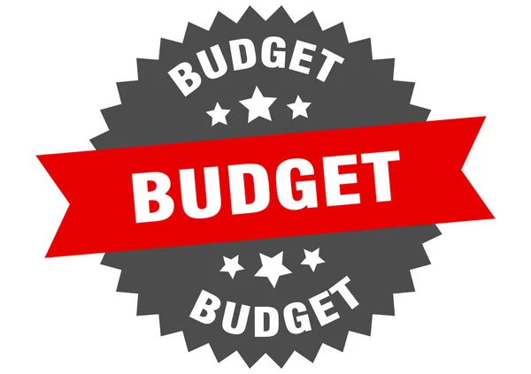 Sinal de orçamento. orçamento vermelho-preto etiqueta banda circular — Vetor de Stock
