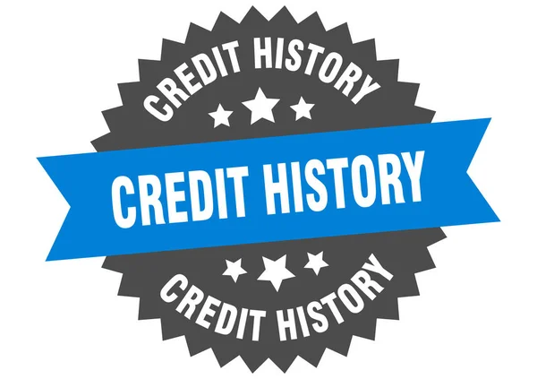 Signo de historial de crédito. historial de crédito etiqueta de banda circular azul-negro — Archivo Imágenes Vectoriales