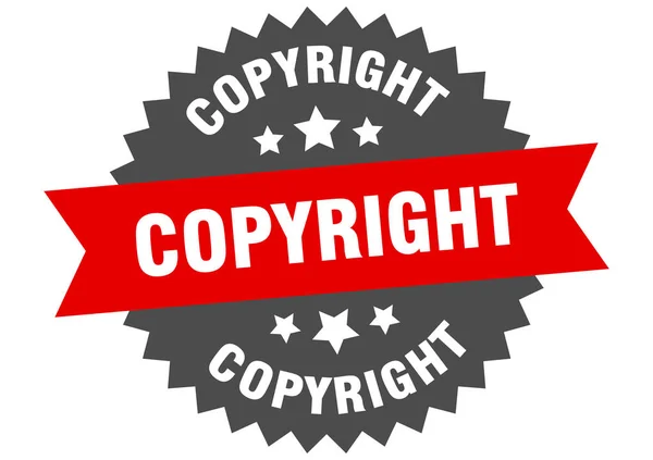 Signe de copyright. copyright bande circulaire rouge-noir étiquette — Image vectorielle