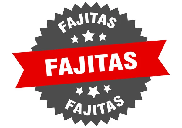 Fajitas firmar. fajitas etiqueta de banda circular rojo-negro — Vector de stock