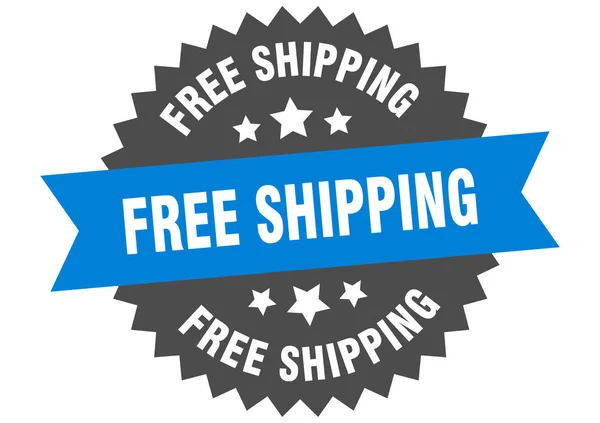 Free shipping sign. free shipping blue-black circular band label — Stock Vector
